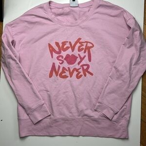 CAbi #4256‎ Pink Long Sleeve Never Say Never Printed Sweatshirt